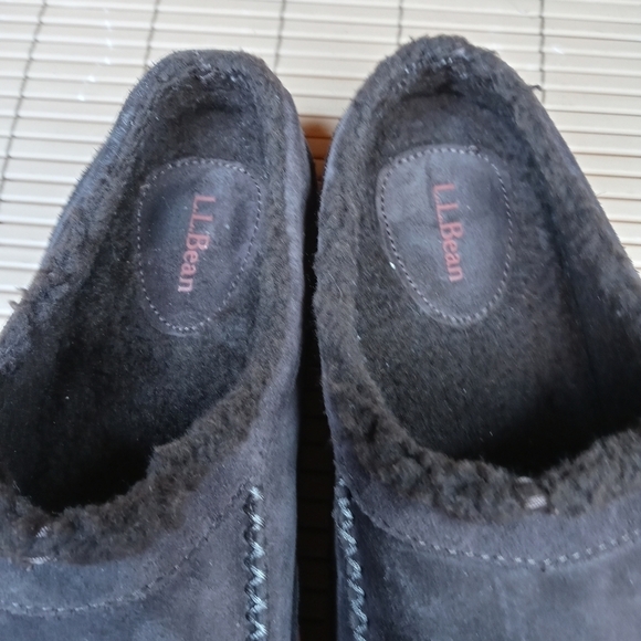 LL Bean men\'s sz 9M brown suede faux fur lined moc main image 4